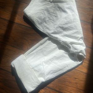 brunello cucinelli high waisted pant all white size 6 capri style
